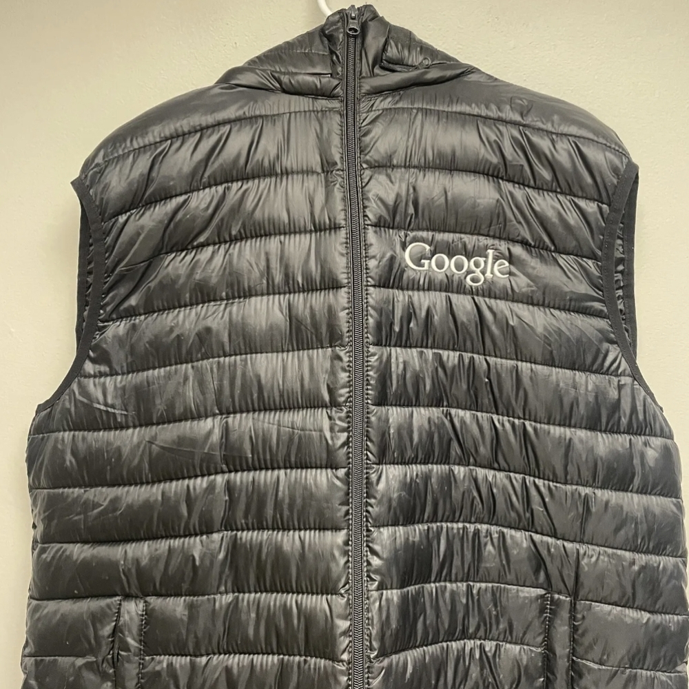 Google Black Full Zip Puffer Hoodie Vest Size XXL